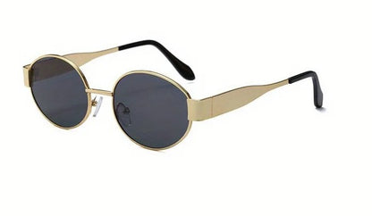 Blush Alloy: Small Oval Mirror Sunglasses for Women