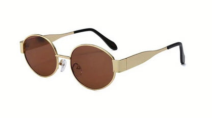 Blush Alloy: Small Oval Mirror Sunglasses for Women