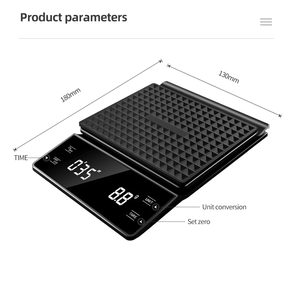 Digital Coffee Scale with Timer (3kg / 0.1g)