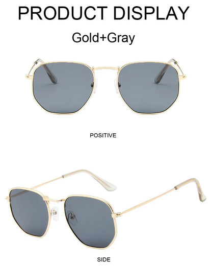Midnight Frame: Retro Square Metal Sunglasses