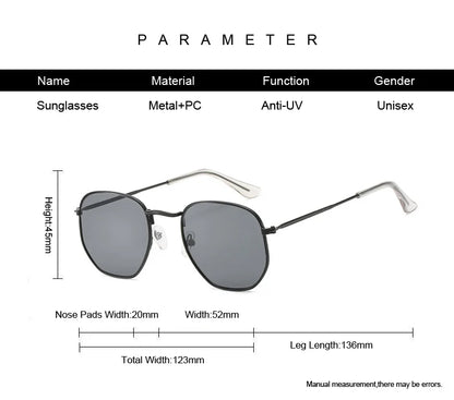 Midnight Frame: Retro Square Metal Sunglasses