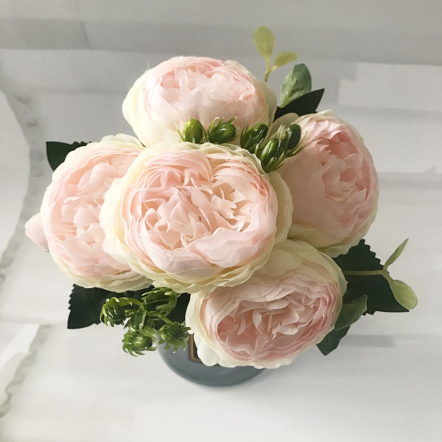 Blush Bloom: Ramo de seda de peonías rosas