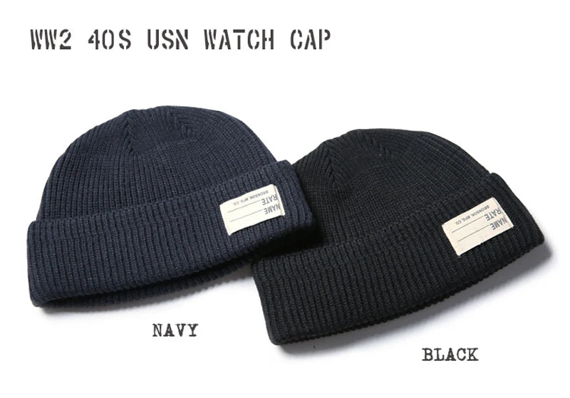USN WATCH CAP 80% Wool WW2 Replica Winter Warm Knit Thick Cap Vintage Military Outdoor Hat