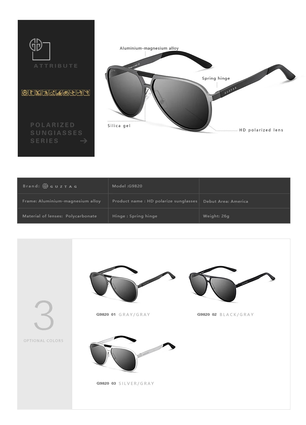 AeroPilot: Polarised UV400 Aluminium Sunglasses for Men