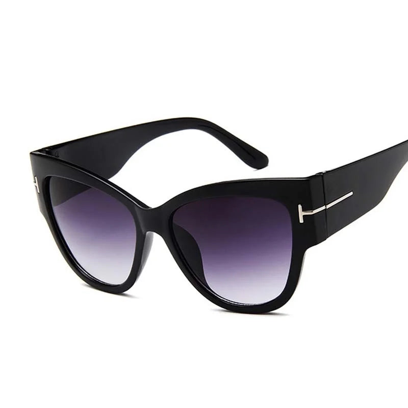 Velvet Glance: Retro Cat Eye Gradient Sunglasses