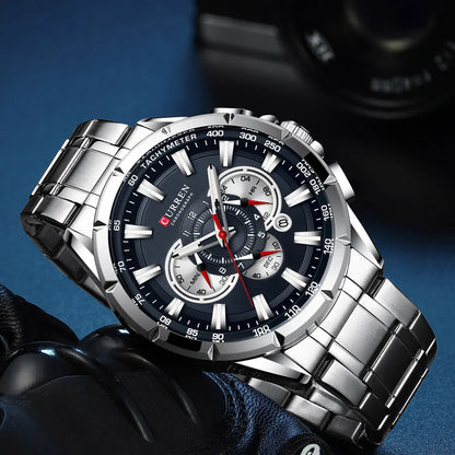Steelmaster Chrono: Stainless Steel Chronograph Sports Watch for Men
