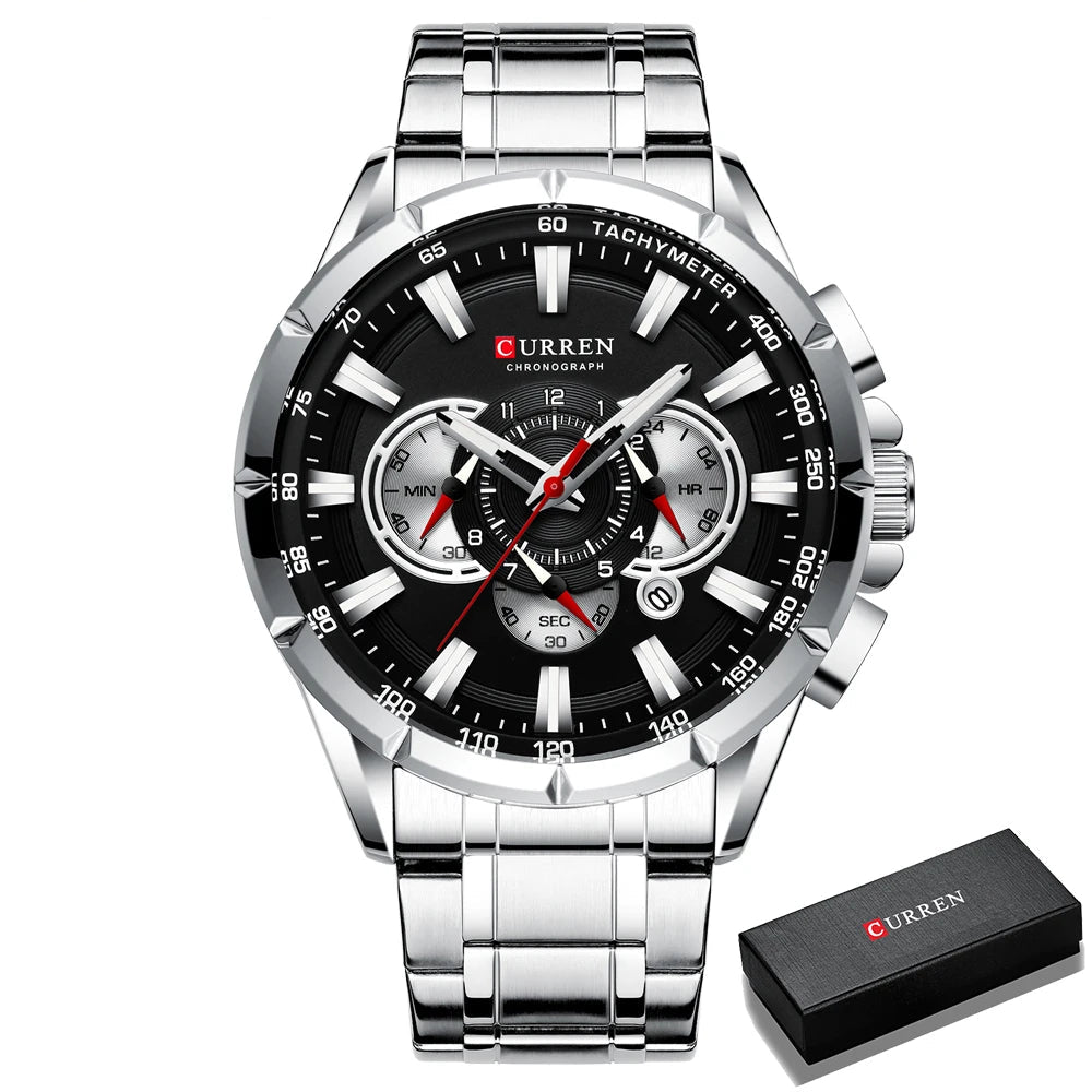 Steelmaster Chrono: Stainless Steel Chronograph Sports Watch for Men