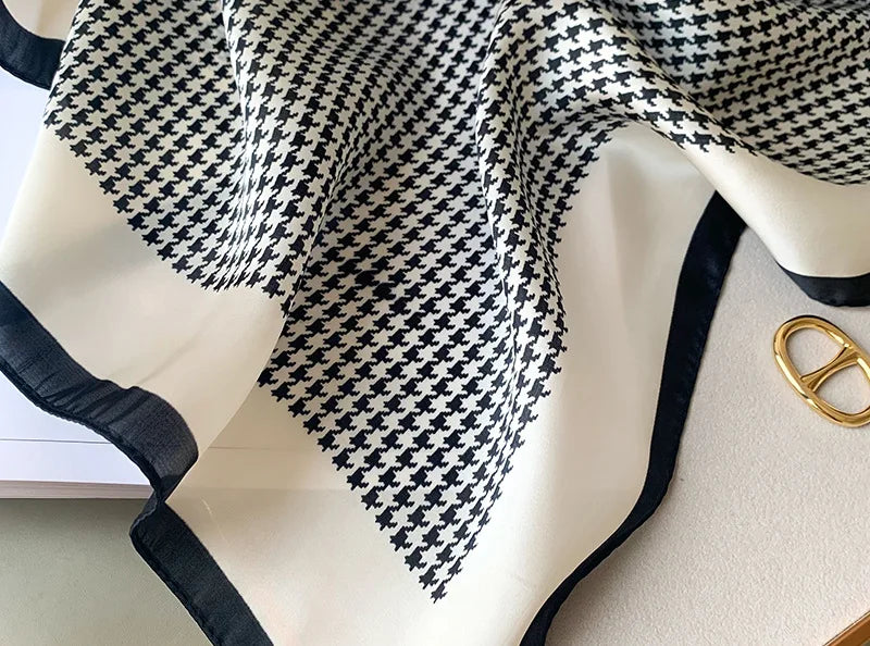 Silken Mark: Printed Satin Silk Square Scarf for Women