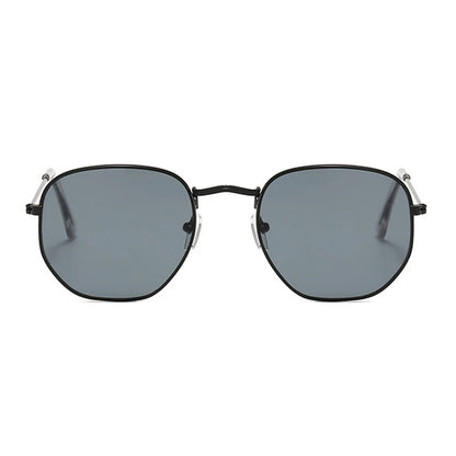 Midnight Frame: Retro Square Metal Sunglasses