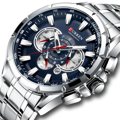 Steelmaster Chrono: Stainless Steel Chronograph Sports Watch for Men
