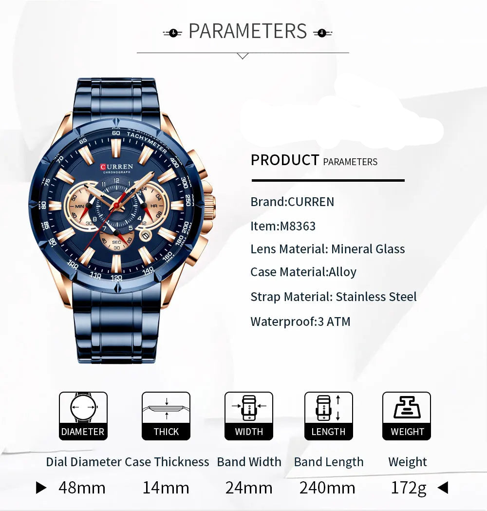 Steelmaster Chrono: Stainless Steel Chronograph Sports Watch for Men