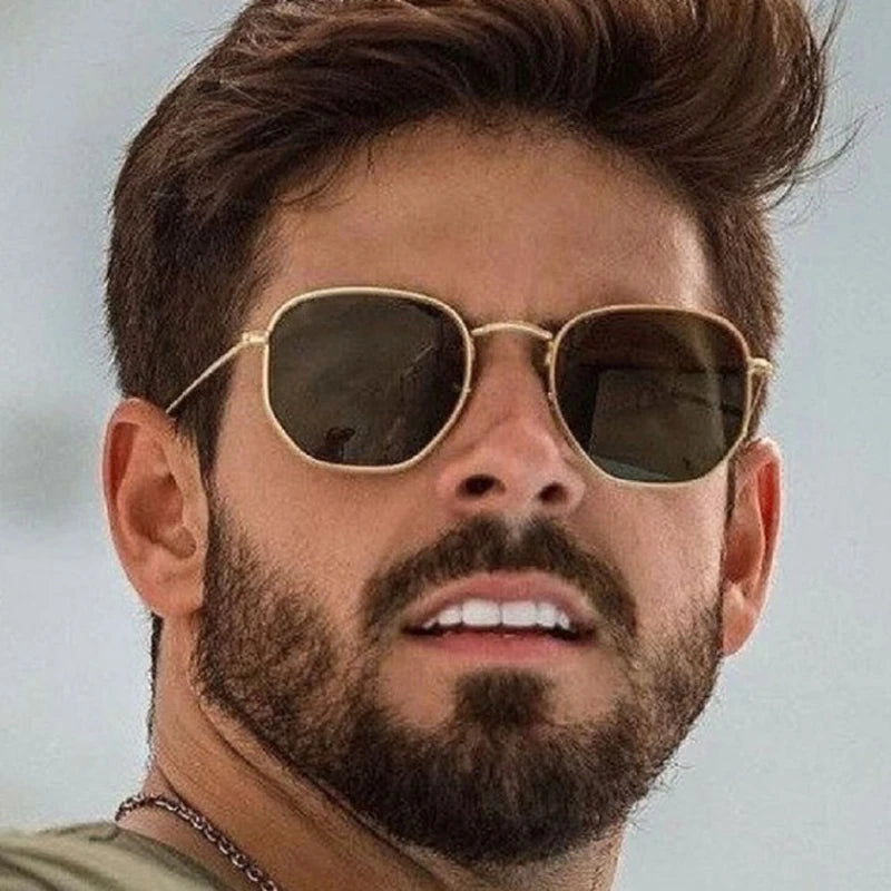 Midnight Frame: Retro Square Metal Sunglasses