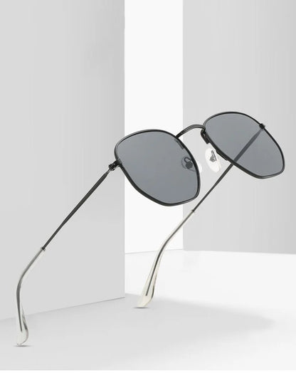 Midnight Frame: Retro Square Metal Sunglasses