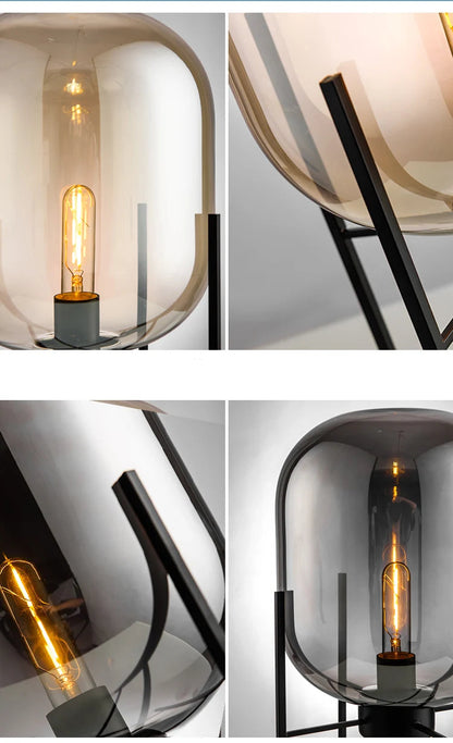 Lámpara de mesa nórdica posmoderna E27, lámpara de mesa de cristal para sala de estar, dormitorio, estudio, escritorio, decoración, luces para el hogar, lámpara de noche