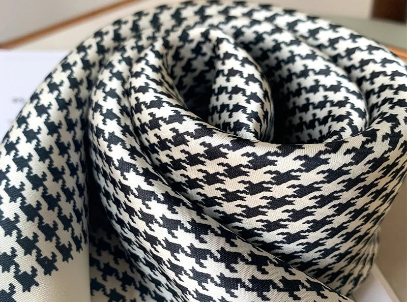 Silken Mark: Printed Satin Silk Square Scarf for Women