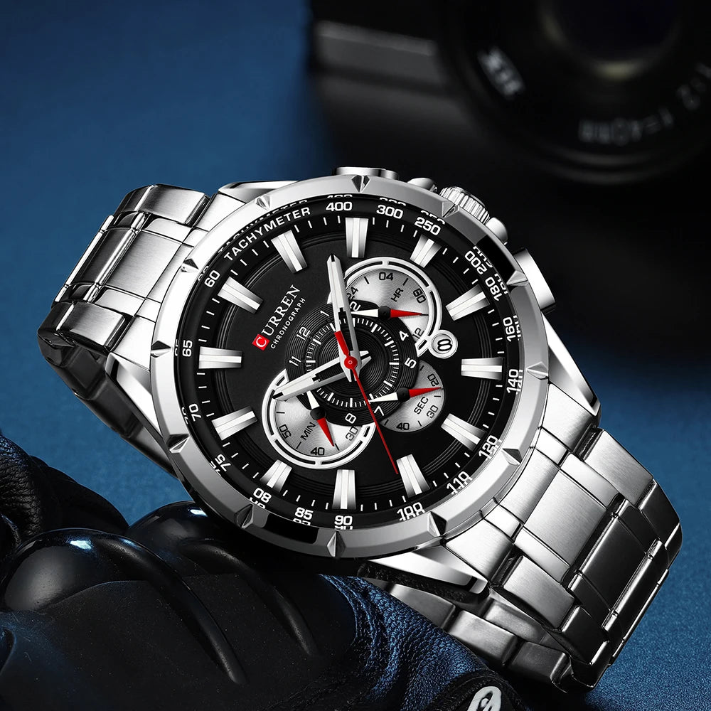 Steelmaster Chrono: Stainless Steel Chronograph Sports Watch for Men