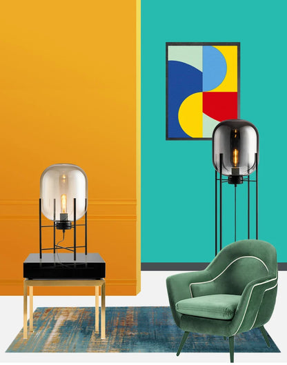 Lámpara de mesa nórdica posmoderna E27, lámpara de mesa de cristal para sala de estar, dormitorio, estudio, escritorio, decoración, luces para el hogar, lámpara de noche
