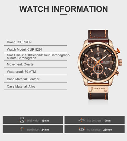 Command Chrono: Leather Chronograph Sports Watch for Men