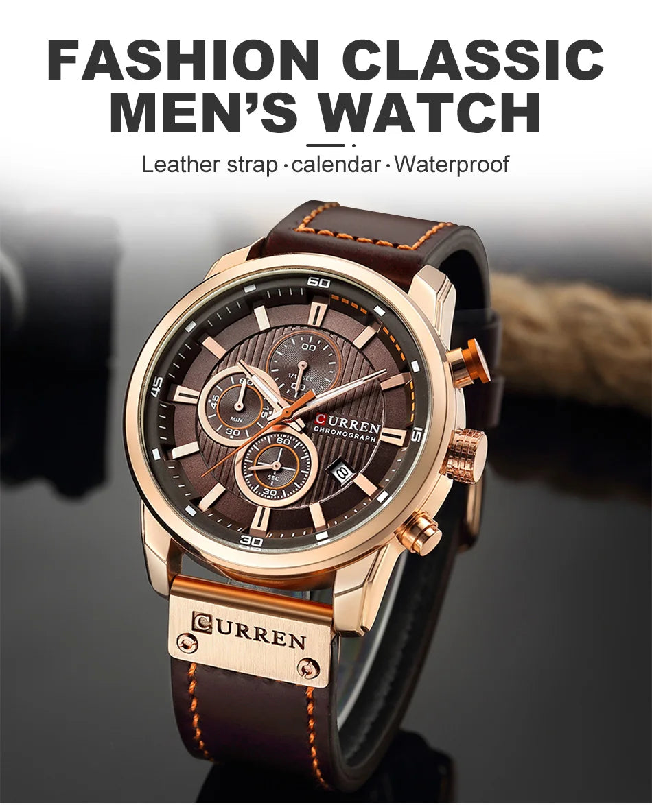 Command Chrono: Leather Chronograph Sports Watch for Men