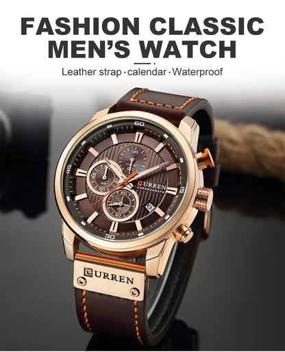 Command Chrono: Leather Chronograph Sports Watch for Men