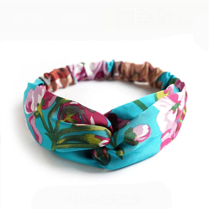 Boho Crown: Vintage Cross Turban Headband with Rhinestone Detail