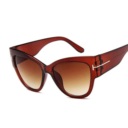 Velvet Glance: Retro Cat Eye Gradient Sunglasses