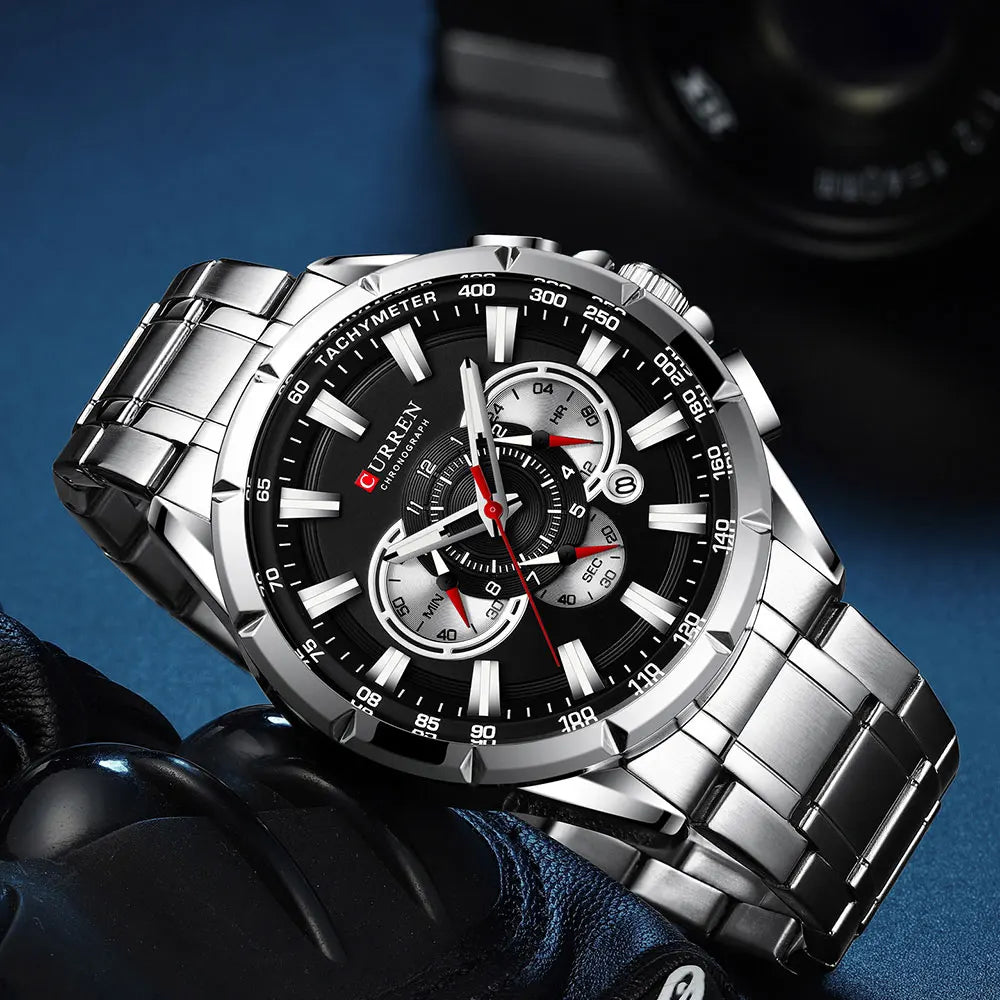 Steelmaster Chrono: Stainless Steel Chronograph Sports Watch for Men