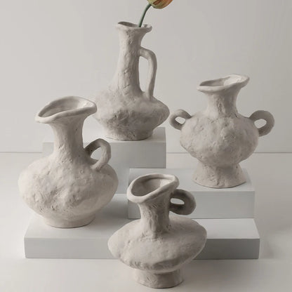 Ceramic White Vases Hydroponics Scandinavian style Simple Flower Pot Table Accessories Bathroom Aesthetic Room Decor Decoration