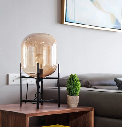 Lámpara de mesa nórdica posmoderna E27, lámpara de mesa de cristal para sala de estar, dormitorio, estudio, escritorio, decoración, luces para el hogar, lámpara de noche