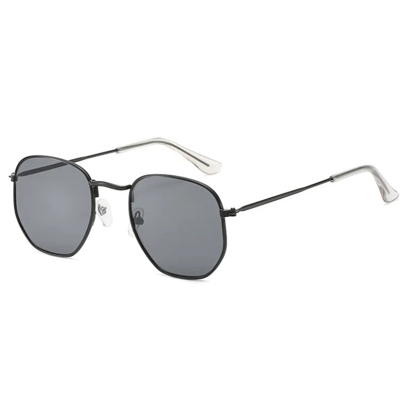 Midnight Frame: Retro Square Metal Sunglasses