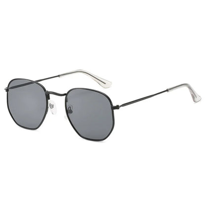 Midnight Frame: Retro Square Metal Sunglasses