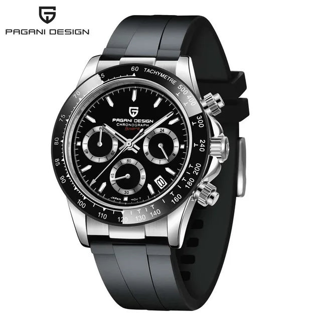 Sapphire Chrono: 40mm Stainless Steel Quartz Sports Watch