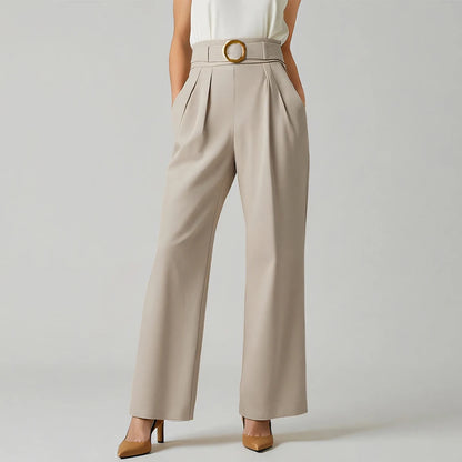 High Waist Straight Pants – Office-Ready with Sashes & Elegant Fit