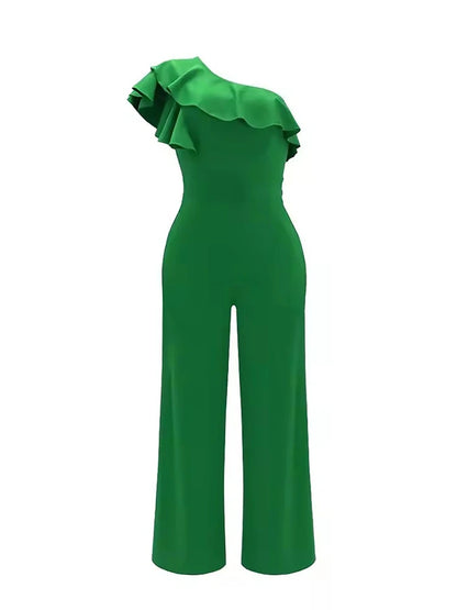 Women's Off-Shoulder Flounce Jumpsuit – Casual Summer One-Piece Style