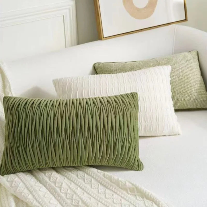 Verdant Line: Light Luxury Geometric Pillow Cover