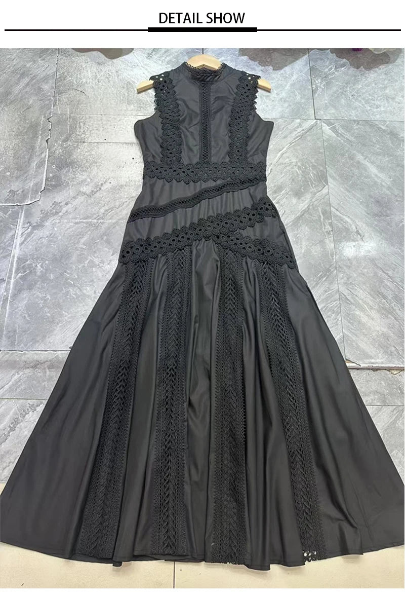 Women's Embroidered A-Line Dress – Elegant Sleeveless Statement Style