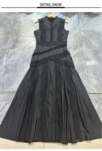 Women's Embroidered A-Line Dress – Elegant Sleeveless Statement Style