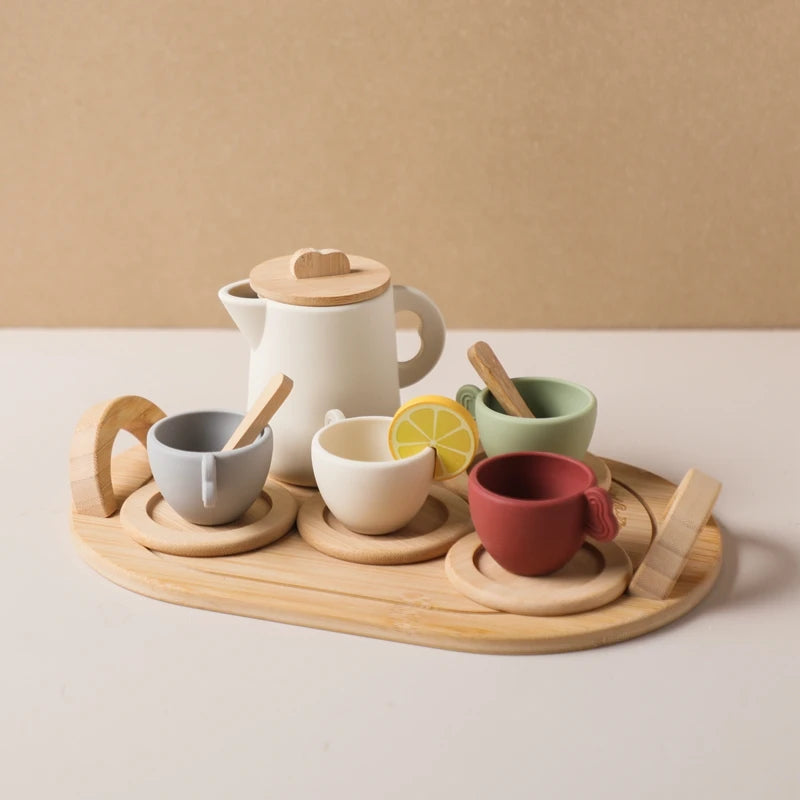 Little Tea Atelier: Montessori Wooden Tea Set with BPA-Free Silicone (Ages 3–6)