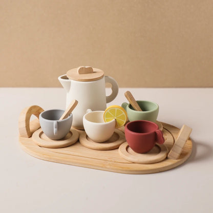 Little Tea Atelier: Montessori Wooden Tea Set with BPA-Free Silicone (Ages 3–6)