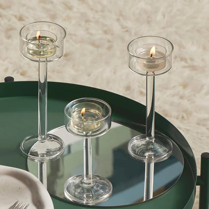Lumière: Tall Glass Candle Stand Set