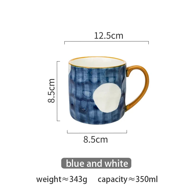 350ml Japanese Ceramic Mug  Coffee Cup Underglaze Office Home Milk   Bumpy Surface Handgrip  Microwave Safe