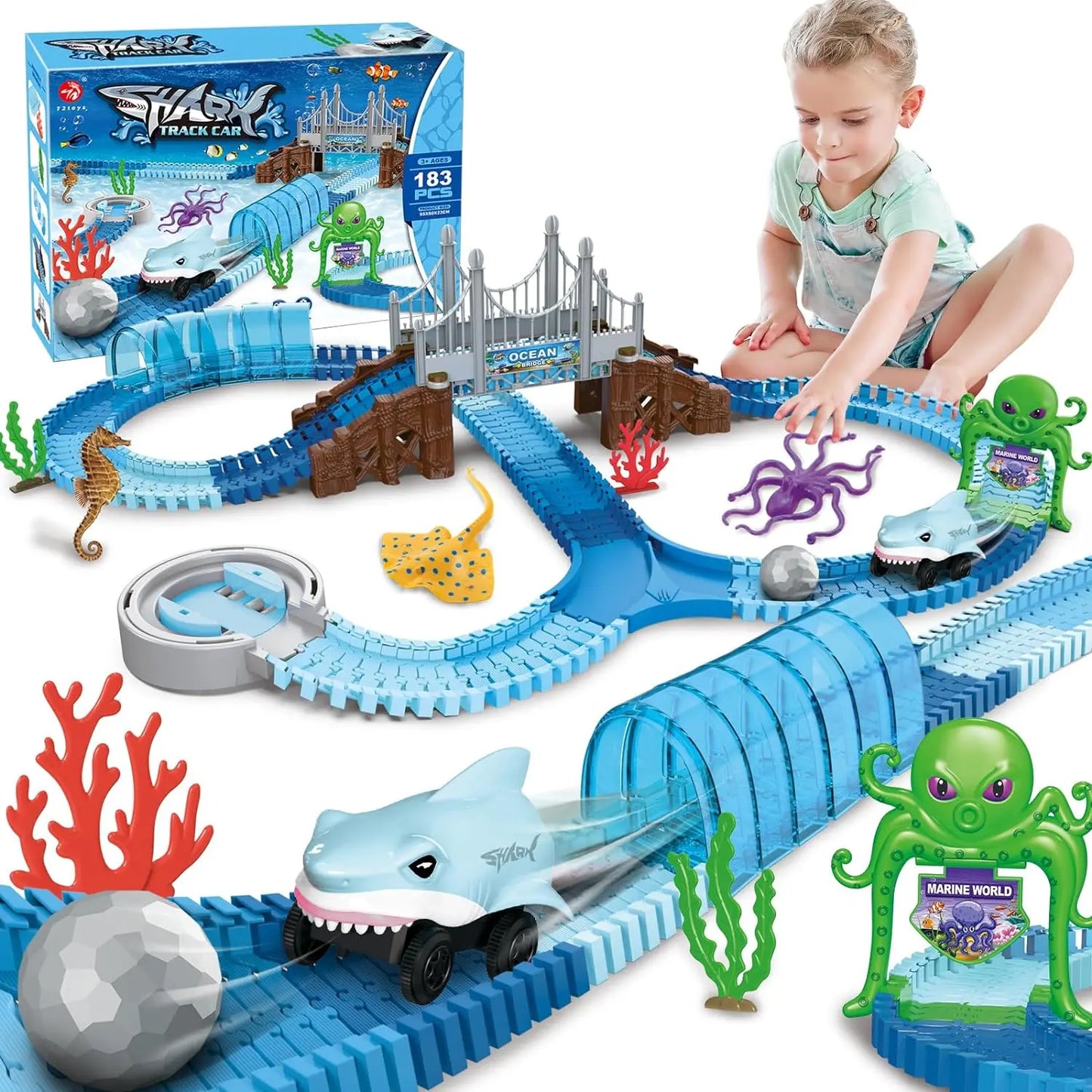 Blue Ocean Shark Track: Flexible Racing Adventure (Ages 3–8)