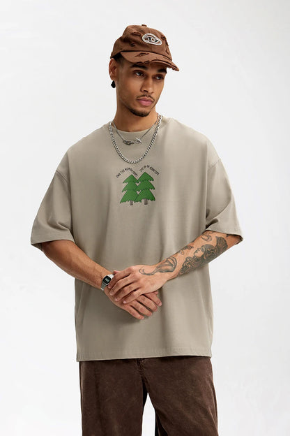 Men's Oversized Puff Print Cotton T-Shirt – Heavyweight, Pure Comfort