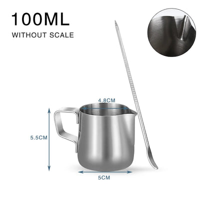 Milk Frother Jug Stainless Steel Container 100ML 350ML 600ML Frothing Pitcher Coffee Cups Latte Barista Espresso Maker Accessory