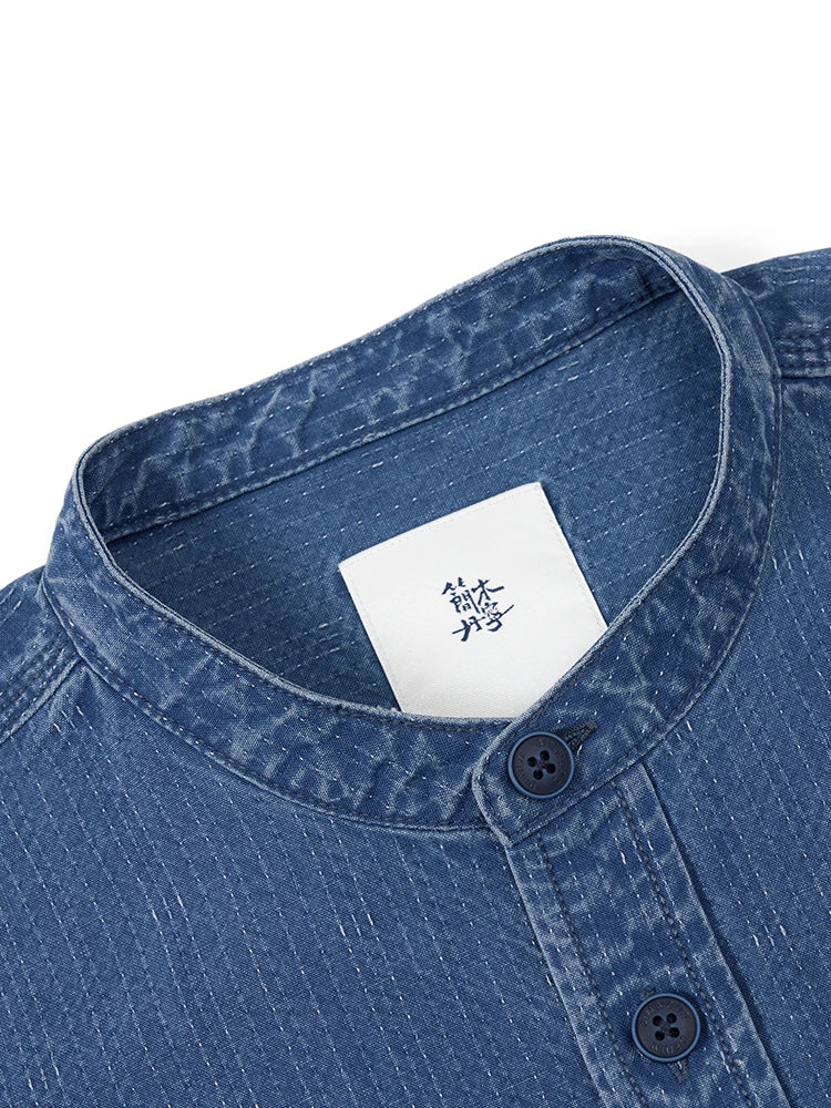 Men's Oversized Washed Indigo Cotton Shirt – Casual Cool With a Vintage Edge