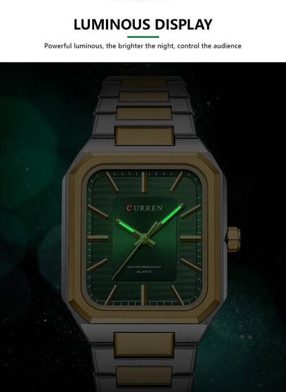 Edge Time: Rectangular Stainless Steel Business Watch for Men