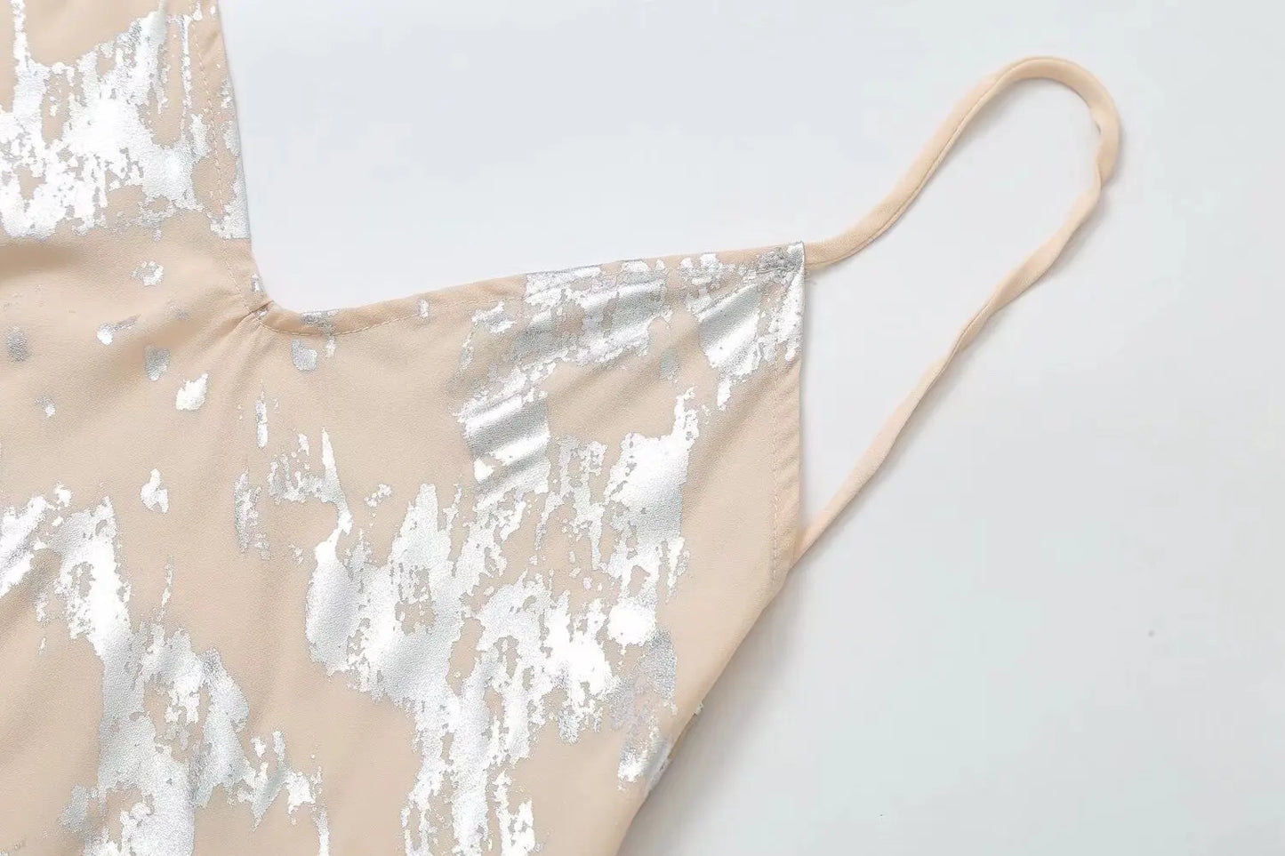 Women's Metallic Sequin Dress – Elegant A-Line Partywear with Spaghetti Straps