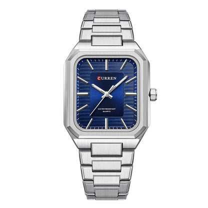 Edge Time: Rectangular Stainless Steel Business Watch for Men