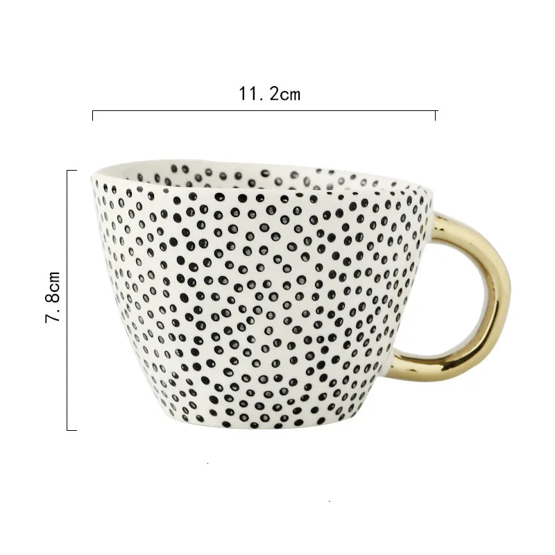 Golden Form: Geometric Hand-Painted Mug
