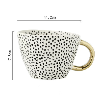 Golden Form: Geometric Hand-Painted Mug